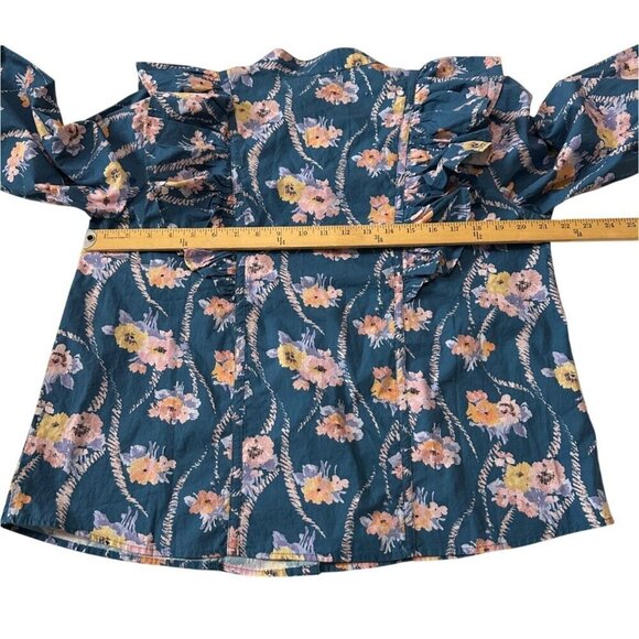LoveShackFancy Beatrix Floral Blouse, Midnight Blush, Size L, New with tag - Picture 13 of 14
